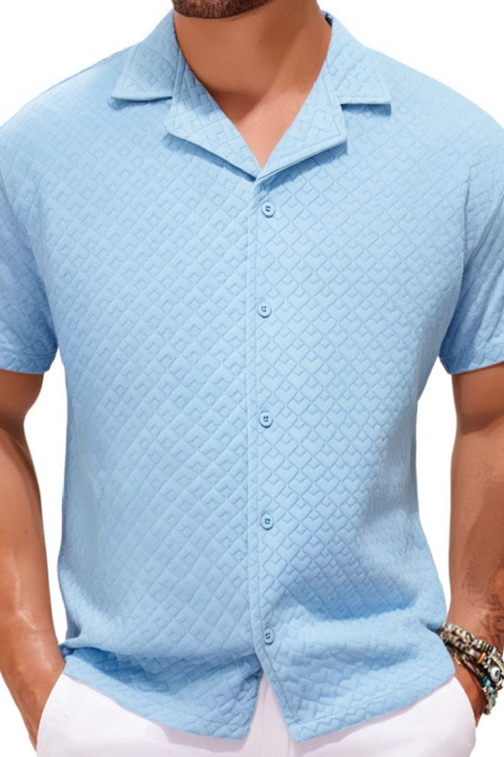 Men's Plus Size Button Down Short Sleeve Shirt