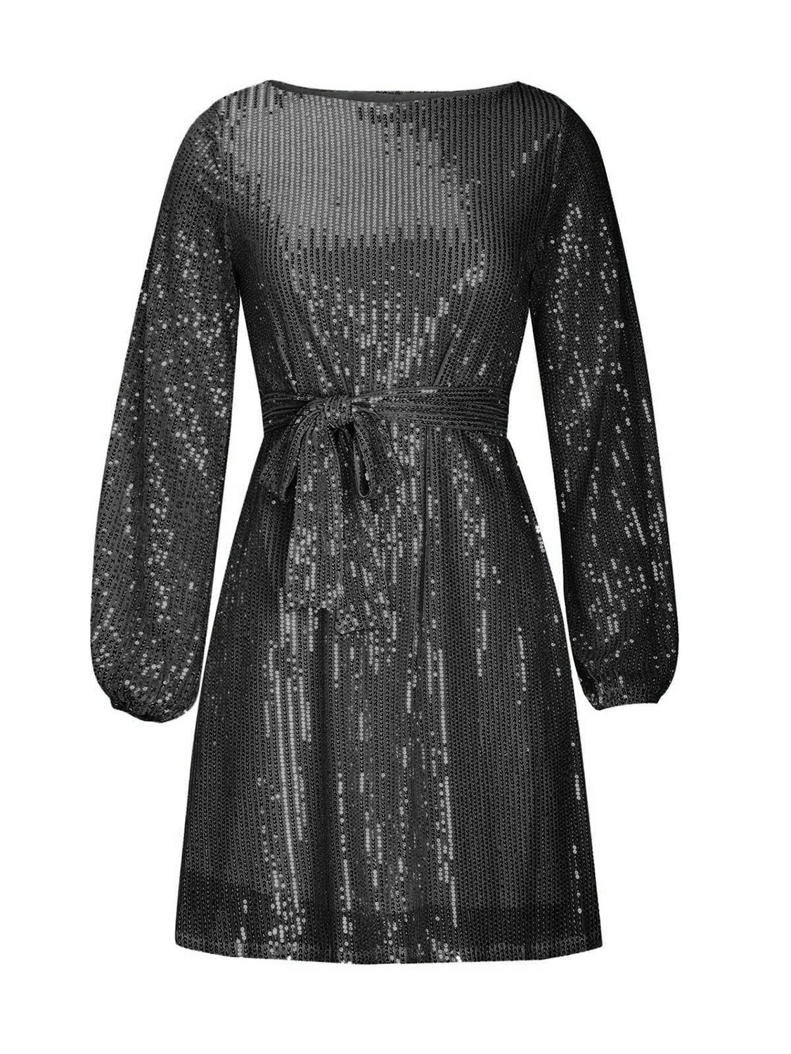 Sequin Tie Waist Long Sleeve Mini Dress Cape Cod Clothing Company Sequin Tie Waist Long Sleeve Mini Dress Cape Cod Clothing Company