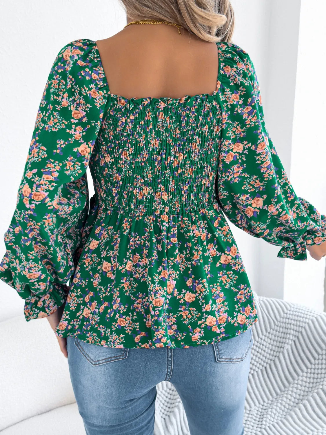 Flounce Cod Floral Square Neck Flounce Sleeve Blouse – Cape Cod Clothing Company