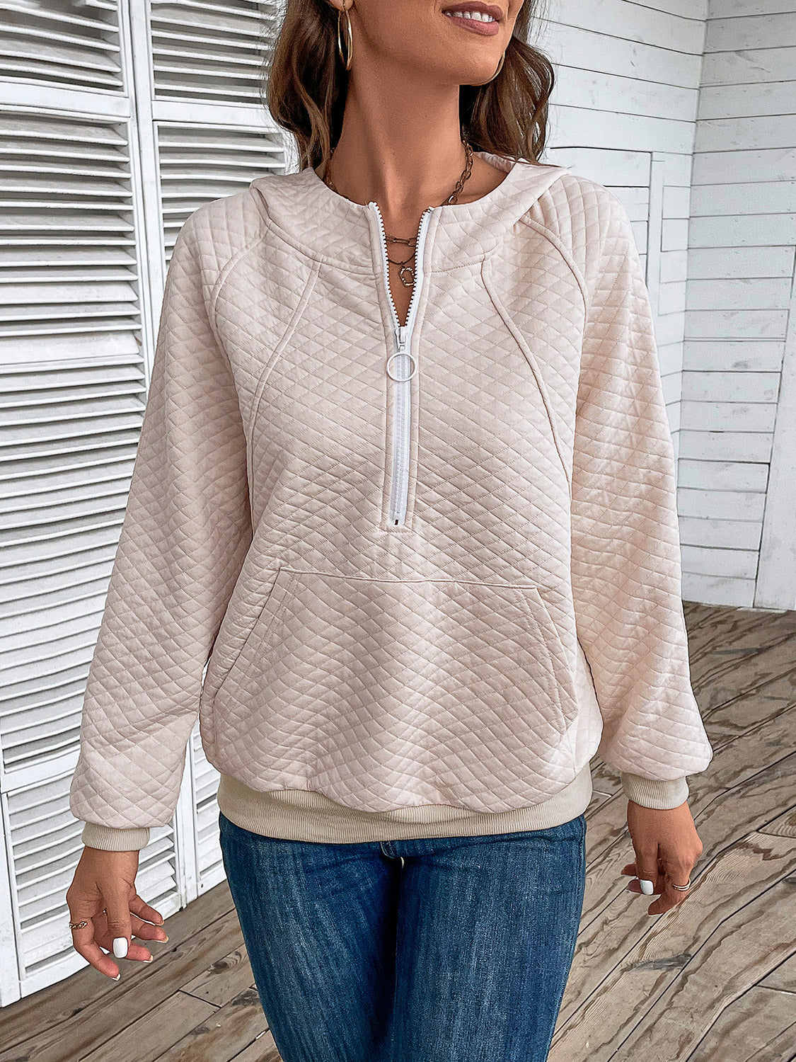 Half-zip design hoodie