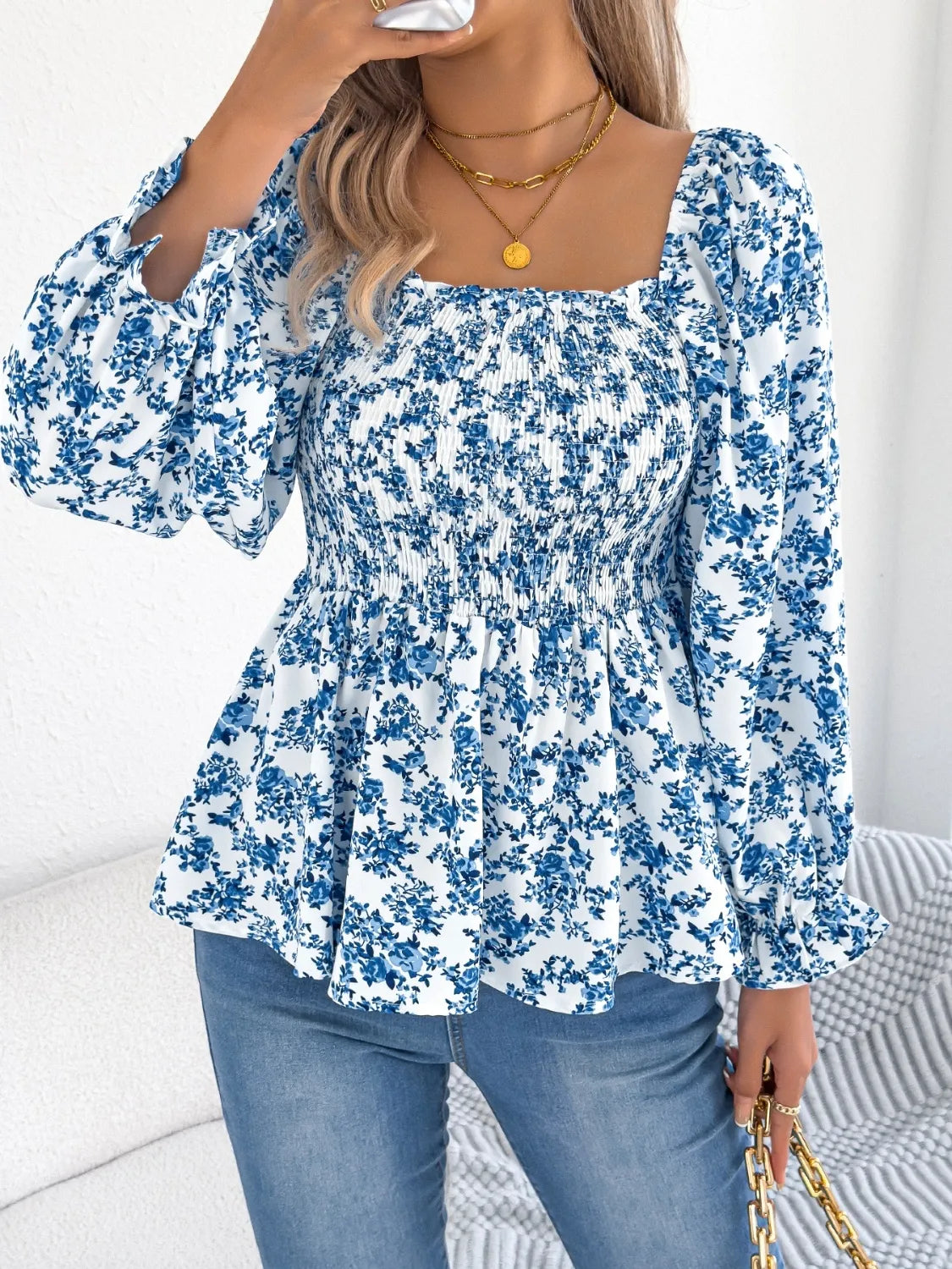 Flounce Cod Floral Square Neck Flounce Sleeve Blouse – Cape Cod Clothing Company
