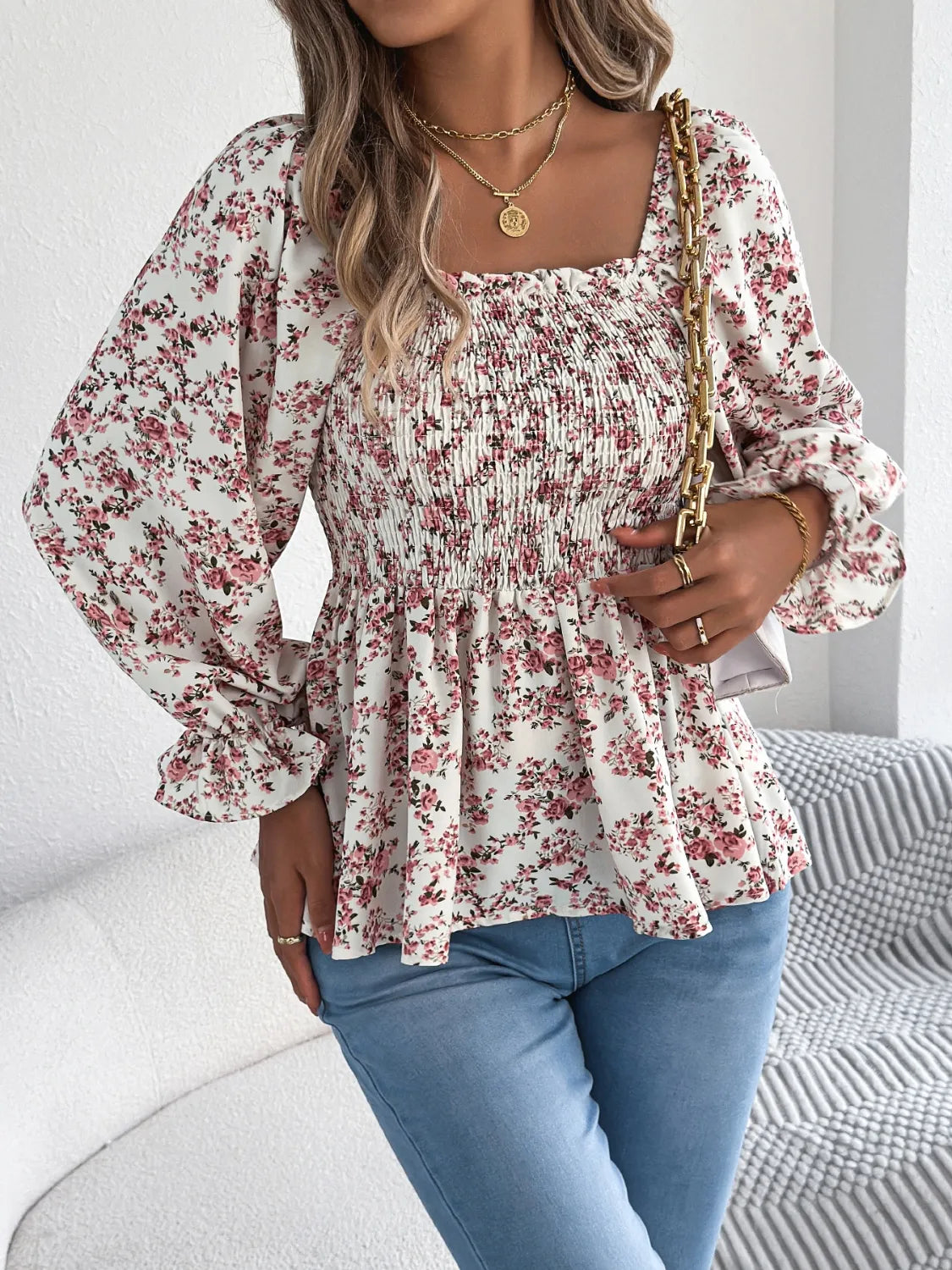 Flounce Cod Floral Square Neck Flounce Sleeve Blouse – Cape Cod Clothing Company