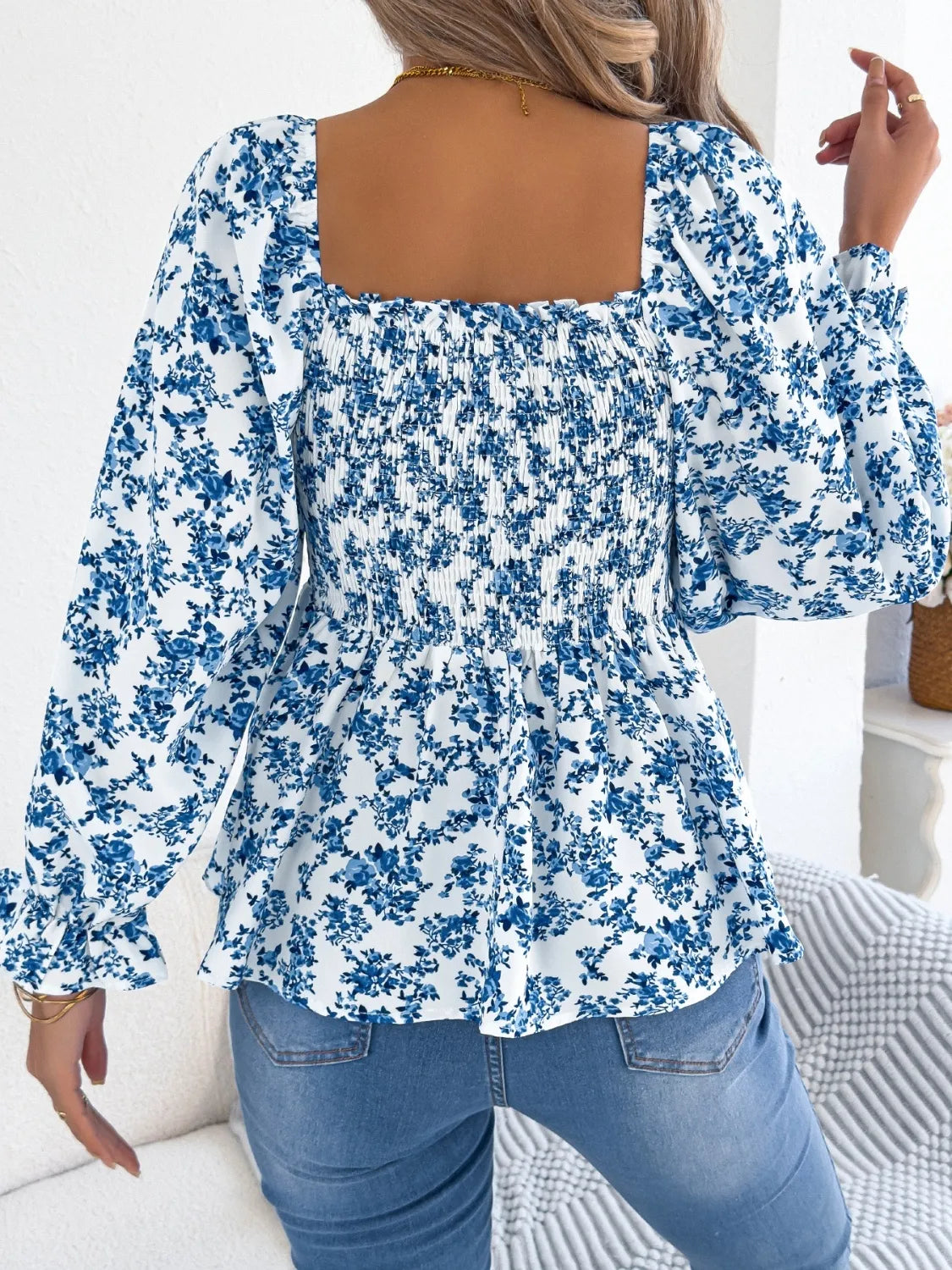 Flounce Cod Floral Square Neck Flounce Sleeve Blouse – Cape Cod Clothing Company