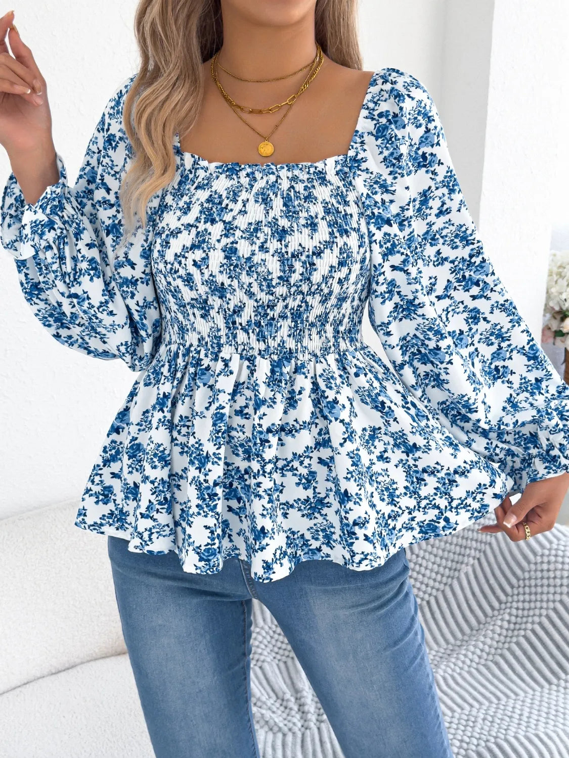 Flounce Cod Floral Square Neck Flounce Sleeve Blouse – Cape Cod Clothing Company