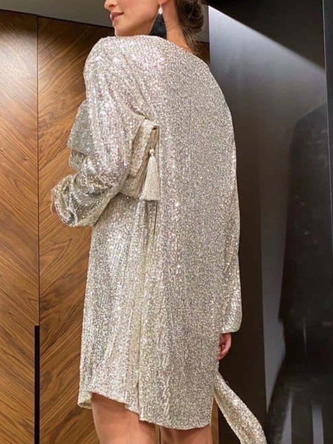 Sequin Tie Waist Long Sleeve Mini Dress Cape Cod Clothing Company Sequin Tie Waist Long Sleeve Mini Dress Cape Cod Clothing Company
